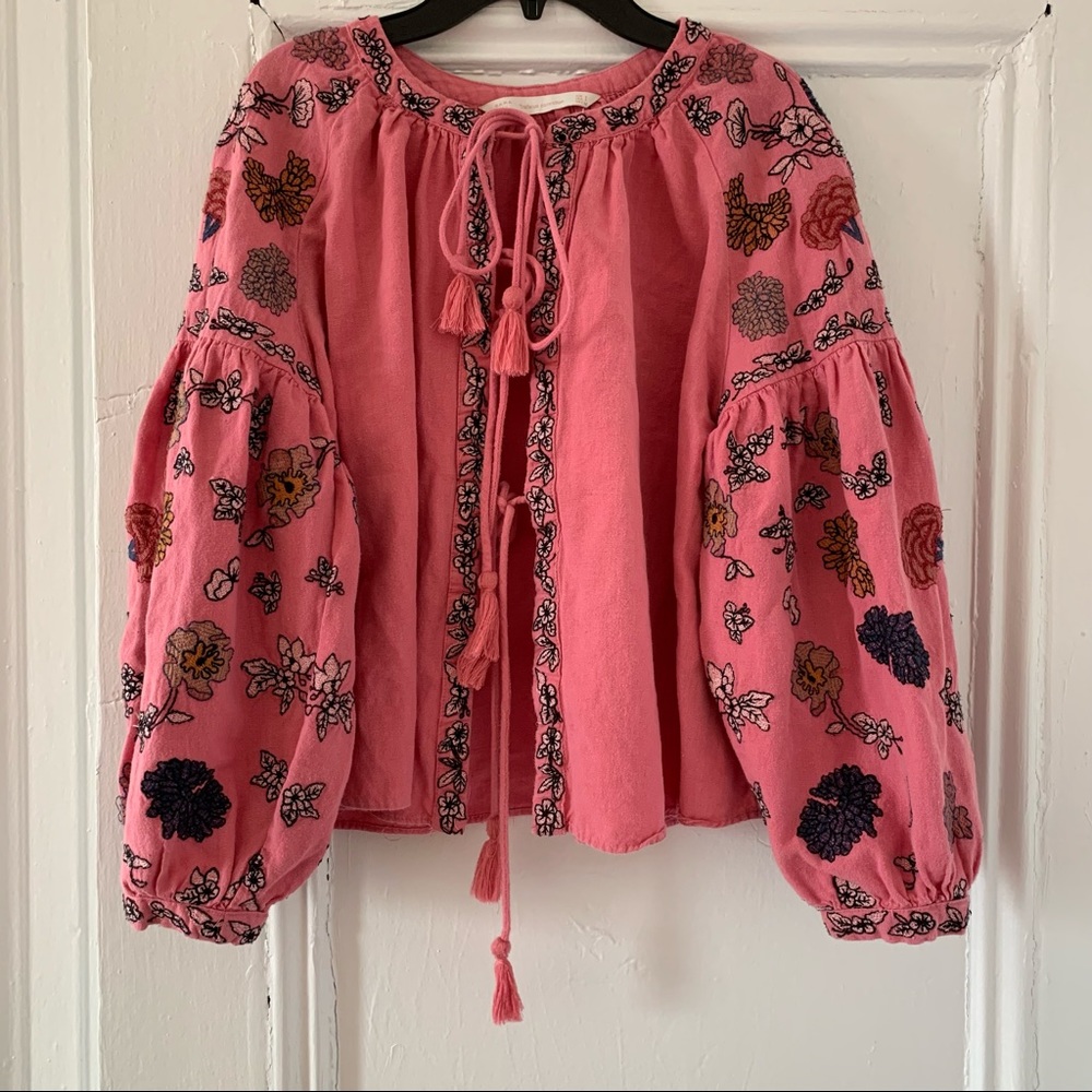 Zara Pink Embroidered Blouse